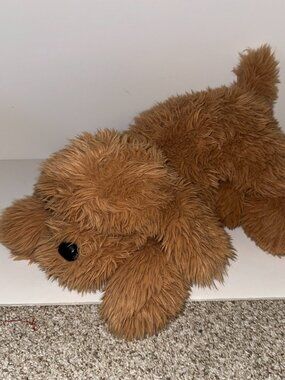 FAO Schwarz Plush Puppy Floppy Doodle Dog brown shaggy fluffy 19"